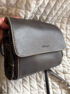 🥰Vintage Villager Dark Brown Faux Leather Crossbody Bag -Liz Claiborne 🤩